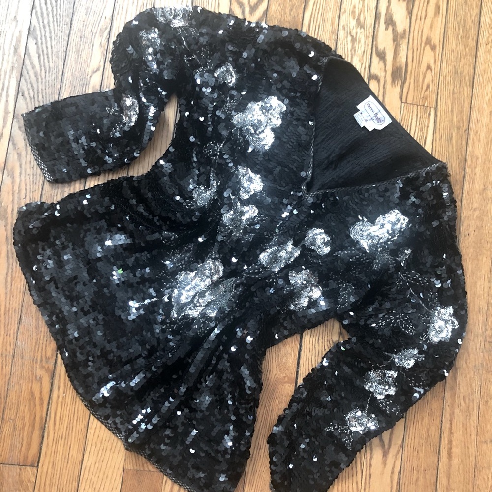 Three Flags Vintage Sequined Silk Top